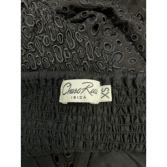 Charo Ruiz Denim Jean Off-The-Shoulder Black Belted Broderie Anglaise - Picture 4 of 5